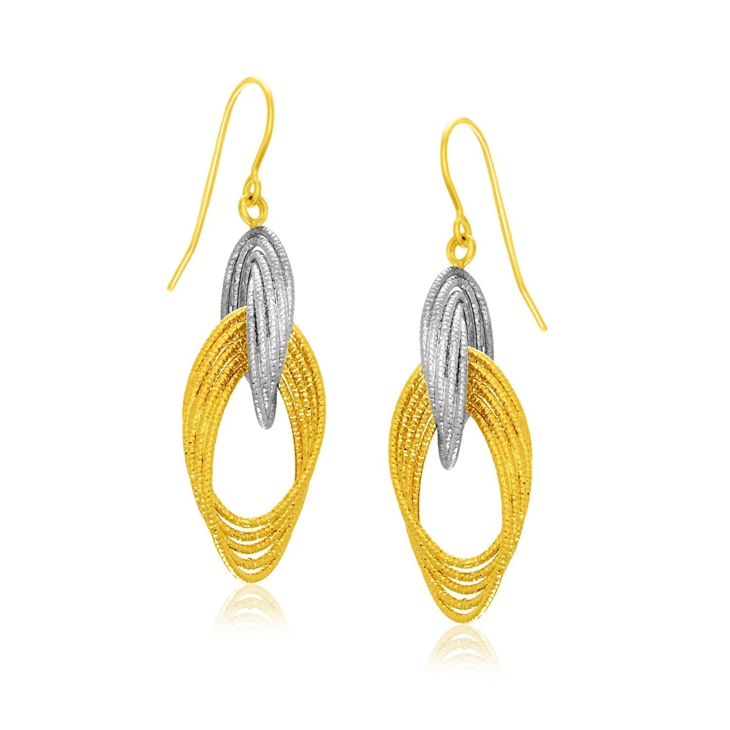 14k Two-Tone Gold Interlaced Multiple Row Earrings Bids.com