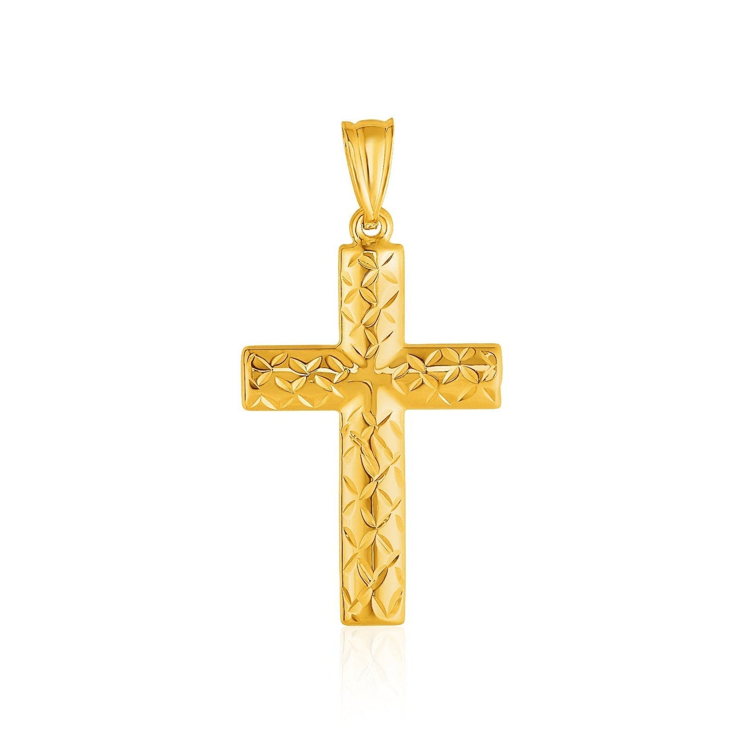 14k Yellow Gold Reversible Textured Cross Pendant Bids.com