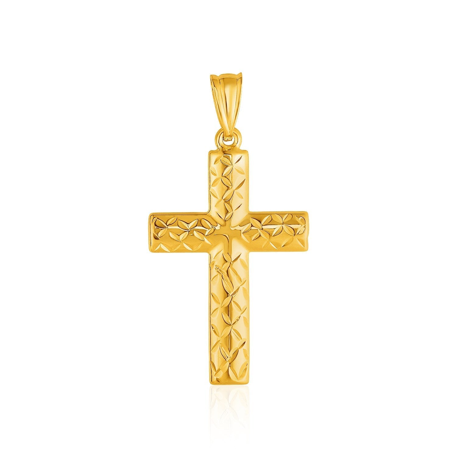 14k Yellow Gold Reversible Textured Cross Pendant Bids.com
