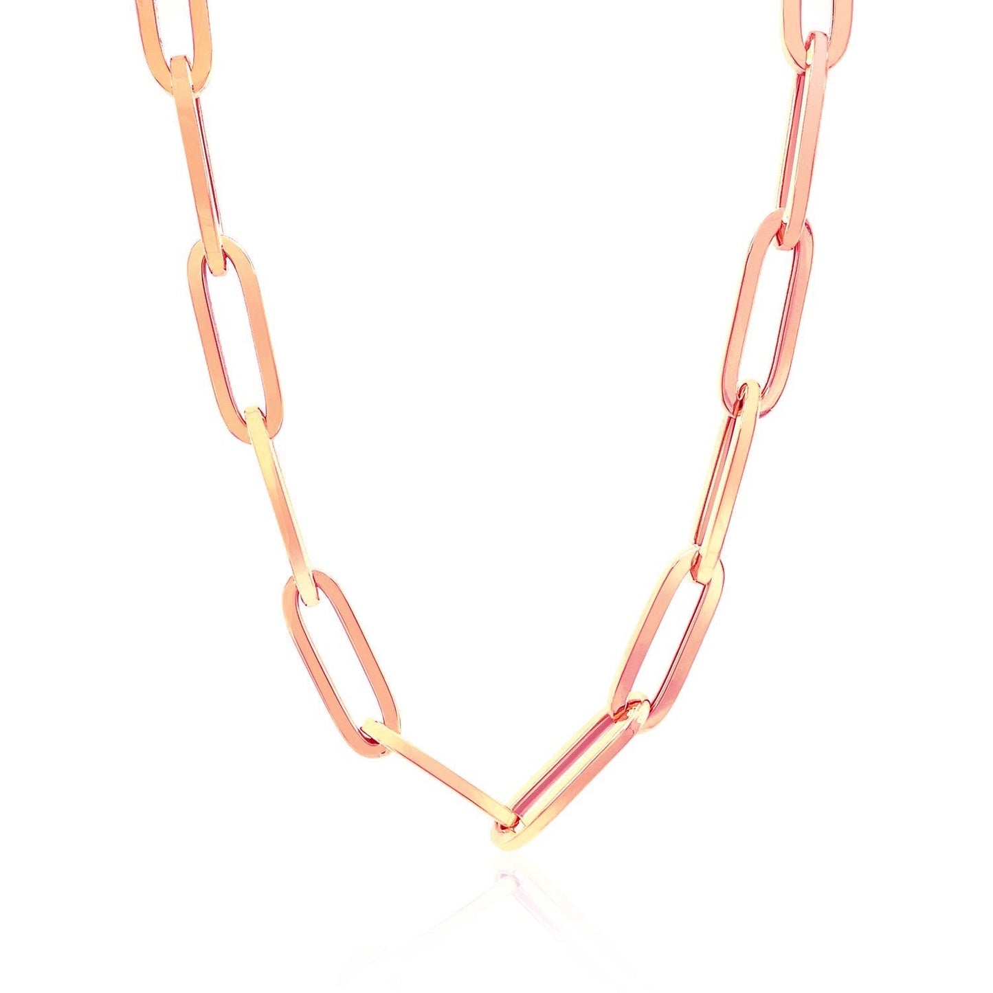 14K Rose Gold Wide Paperclip Chain (6.1mm) Bids.com