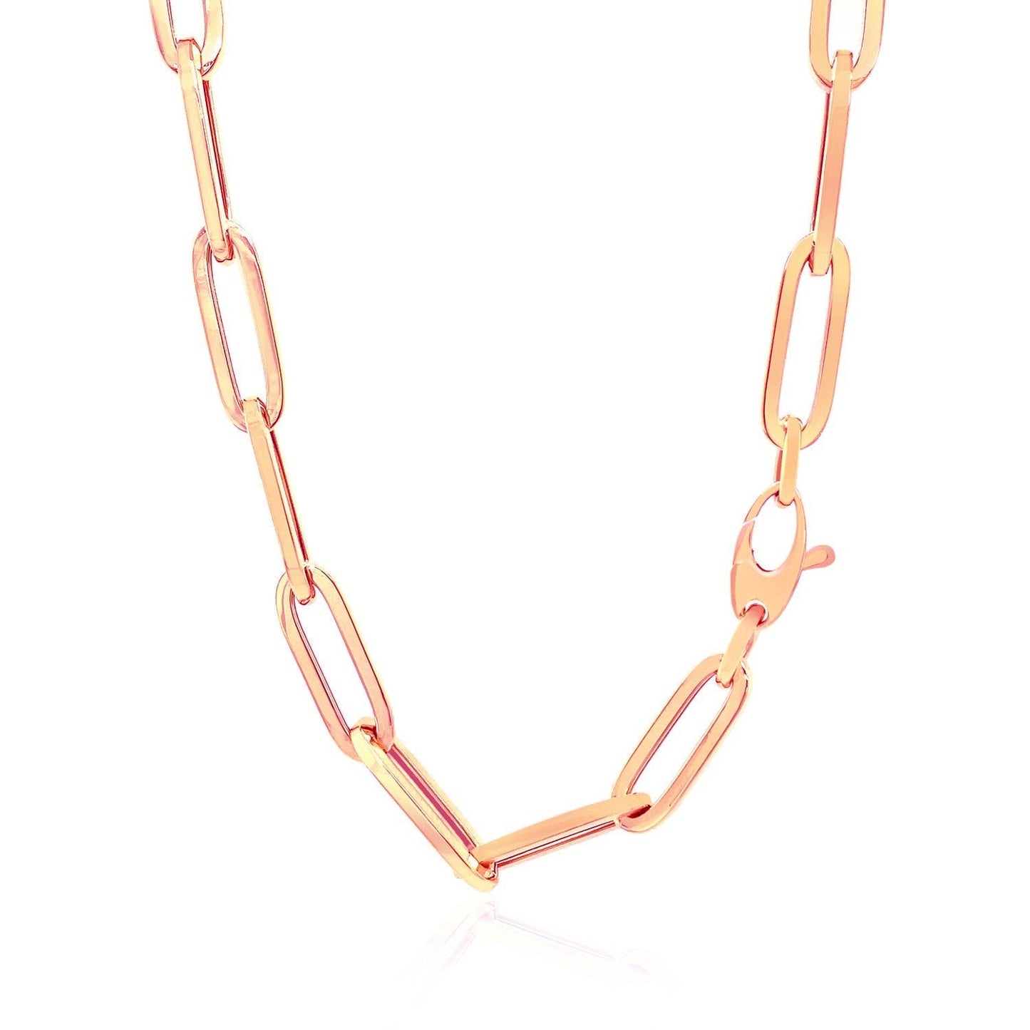 14K Rose Gold Wide Paperclip Chain (6.1mm) Bids.com