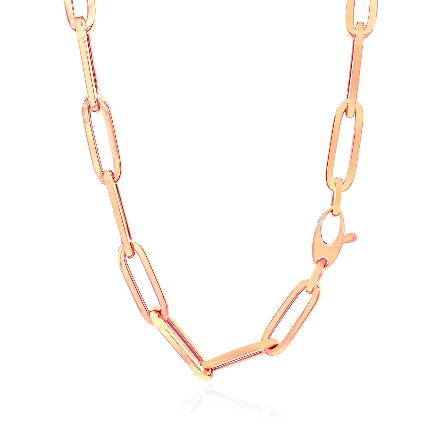 14K Rose Gold Wide Paperclip Chain (6.1mm) Bids.com