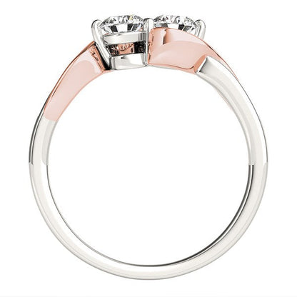 14k White And Rose Gold Round Two Diamond Curved Band Ring (5/8 cttw) Bids.com