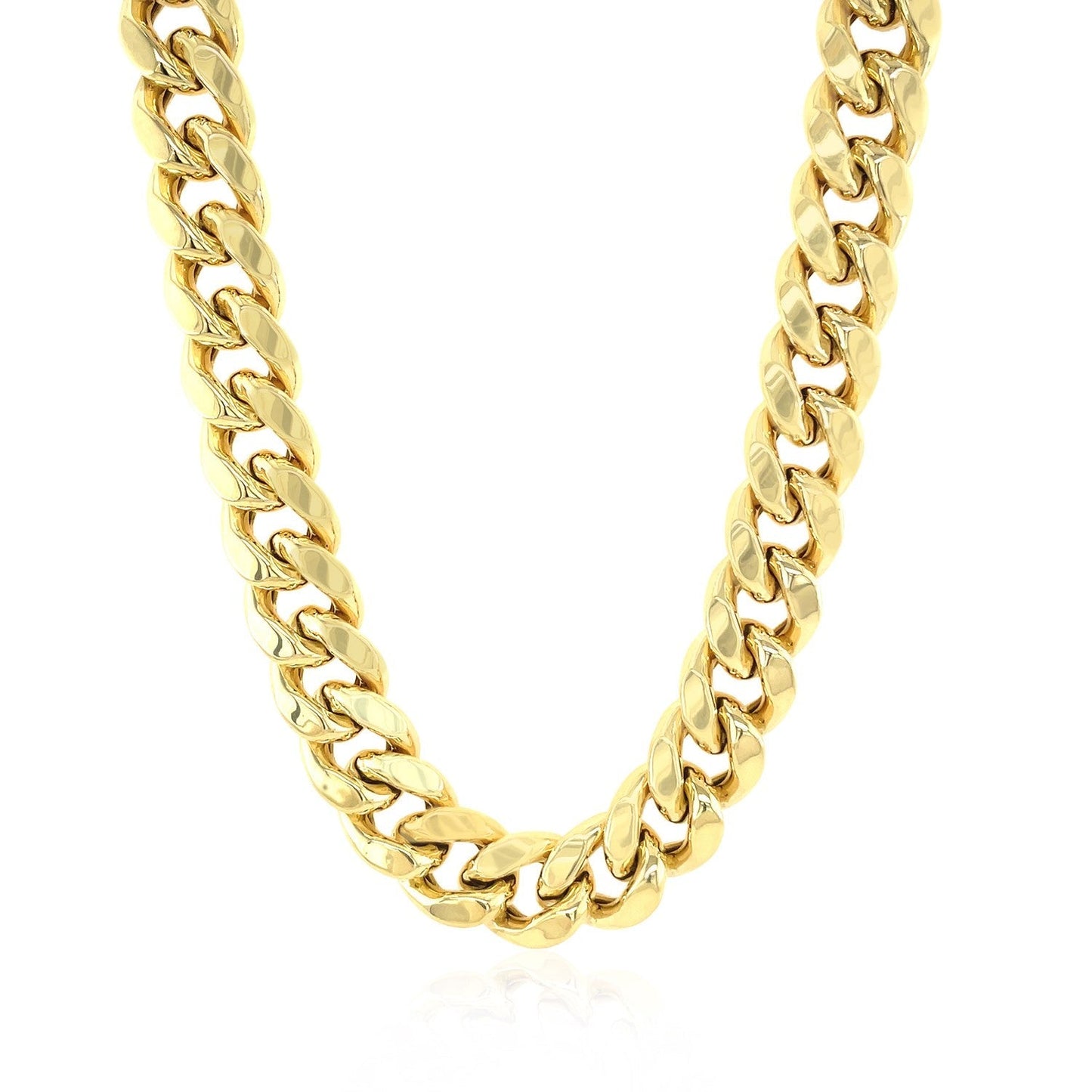 10.5mm 14k Yellow Gold Semi Solid Miami Cuban Chain Bids.com