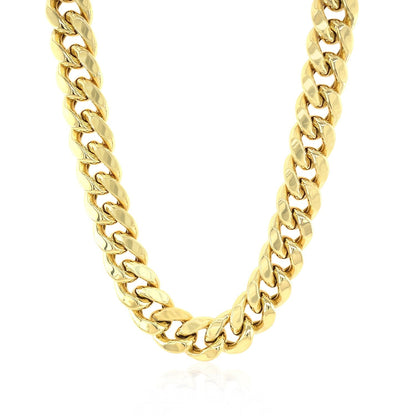 10.5mm 14k Yellow Gold Semi Solid Miami Cuban Chain Bids.com