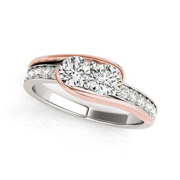 Two Stone Diamond Ring in 14k White And Rose Gold (3/4 cttw) Bids.com