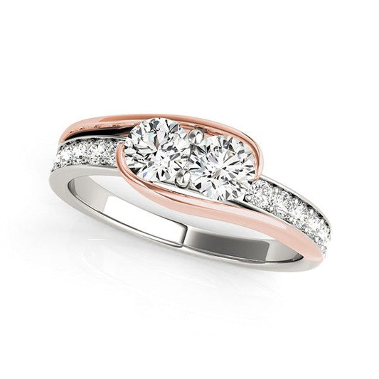 Two Stone Diamond Ring in 14k White And Rose Gold (3/4 cttw) Bids.com