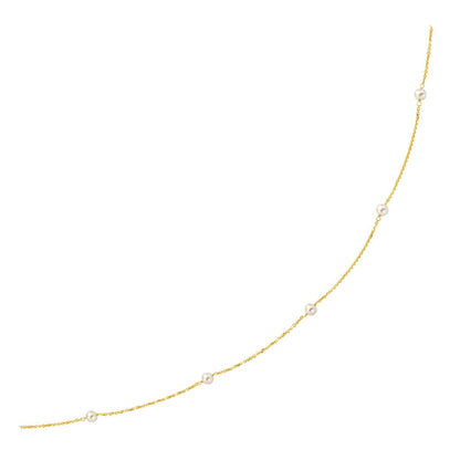 14k Yellow Gold Necklace with White Pearls Bids.com