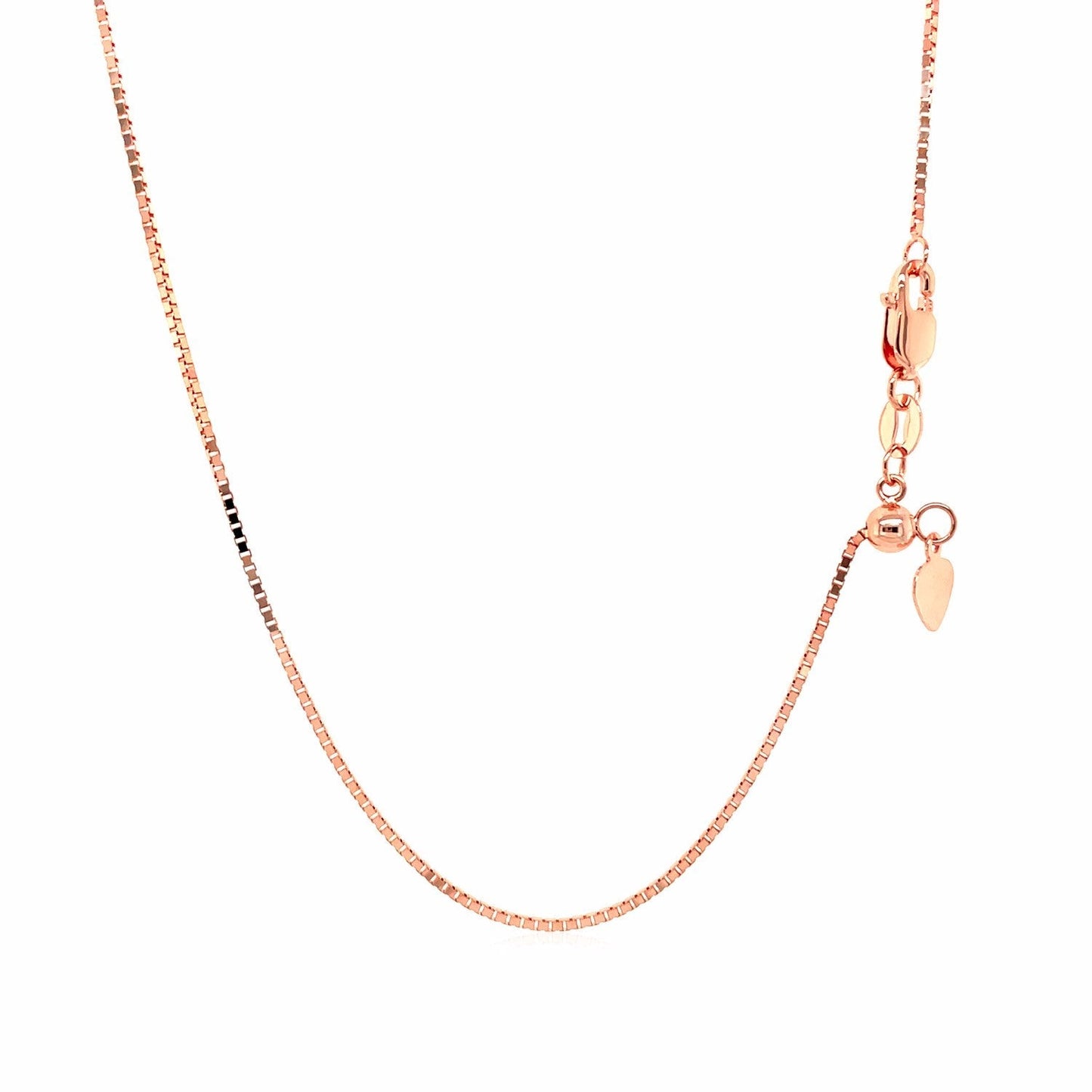14k Rose Gold Adjustable Box Chain 0.85mm Bids.com