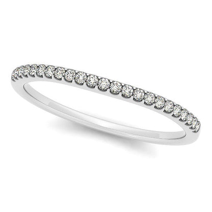 14k White Gold Scallop Setting Round Diamond Wedding Band (1/10 cttw) Bids.com