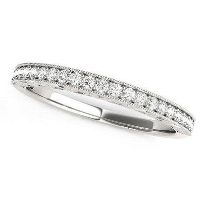 14k White Gold Milgrain Bordered Round Diamond Wedding Band (1/6 cttw) Bids.com