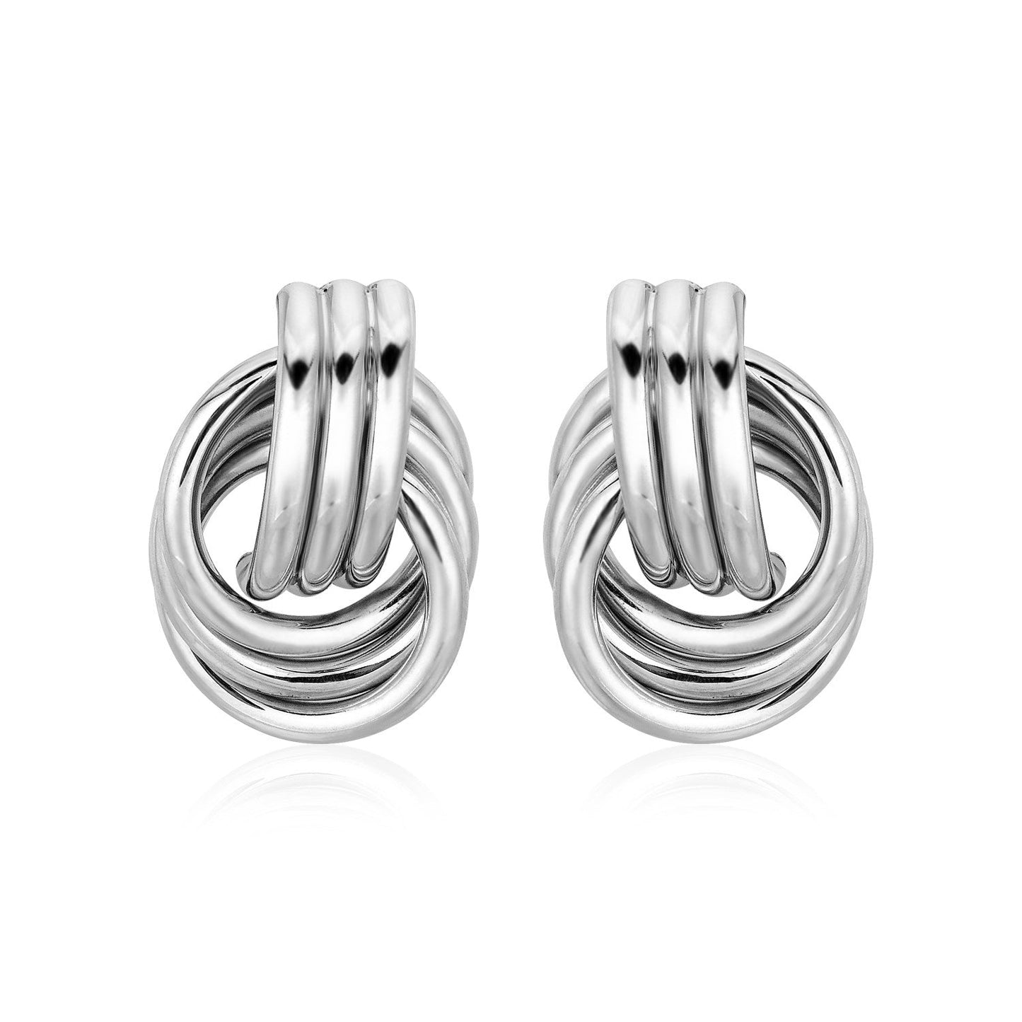 Polished Love Knot Earrings with Interlocking Rings in Sterling Silver Bids.com