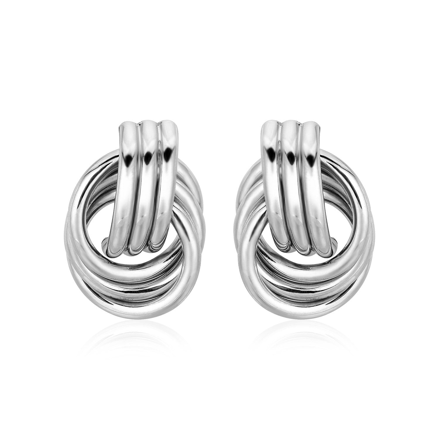 Polished Love Knot Earrings with Interlocking Rings in Sterling Silver Bids.com