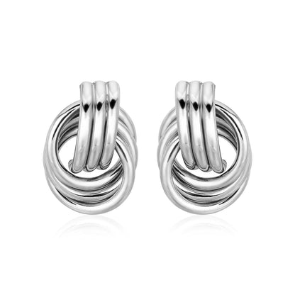 Polished Love Knot Earrings with Interlocking Rings in Sterling Silver Bids.com