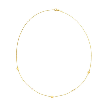14k Yellow Gold Pearl Clover Necklace Bids.com