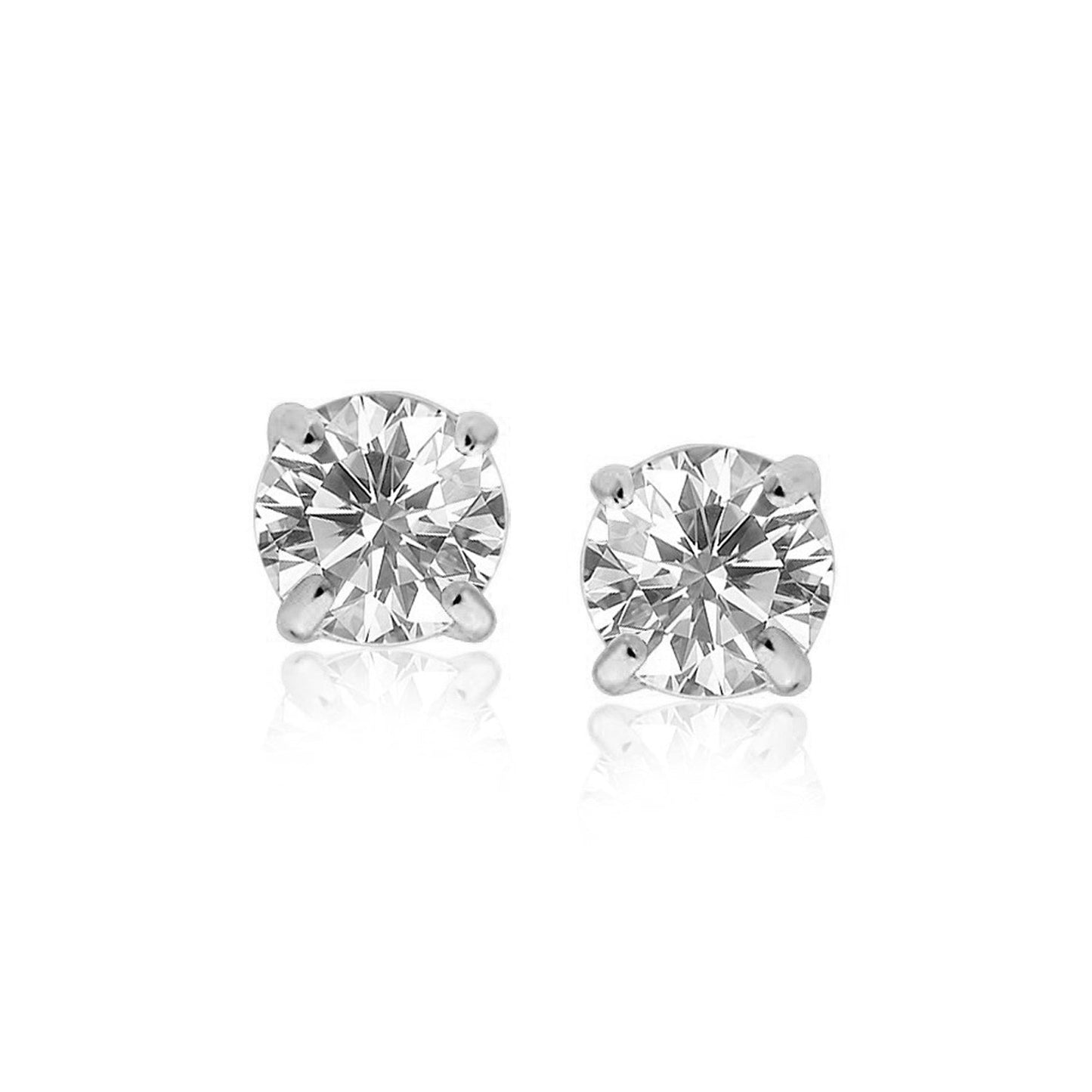 Sterling Silver 8.0mm Round CZ Stud Earrings Bids.com
