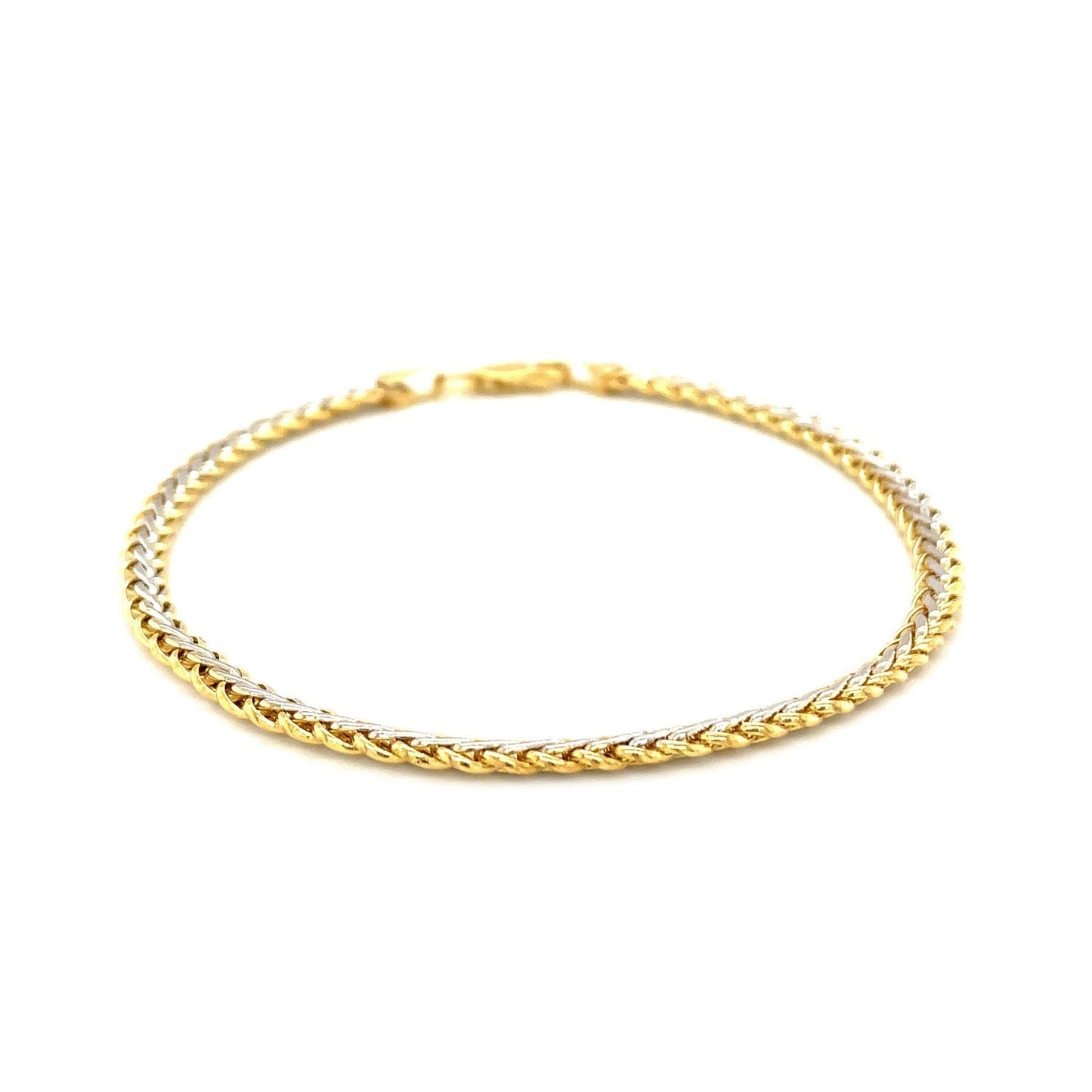 Two-Toned Fine Wheat Chain Bracelet in 10k Yellow and White Gold Bids.com