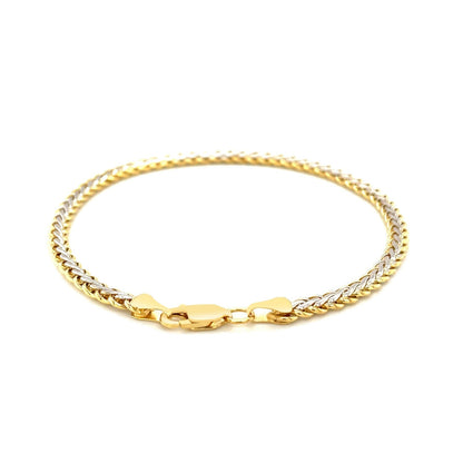 Two-Toned Fine Wheat Chain Bracelet in 10k Yellow and White Gold Bids.com