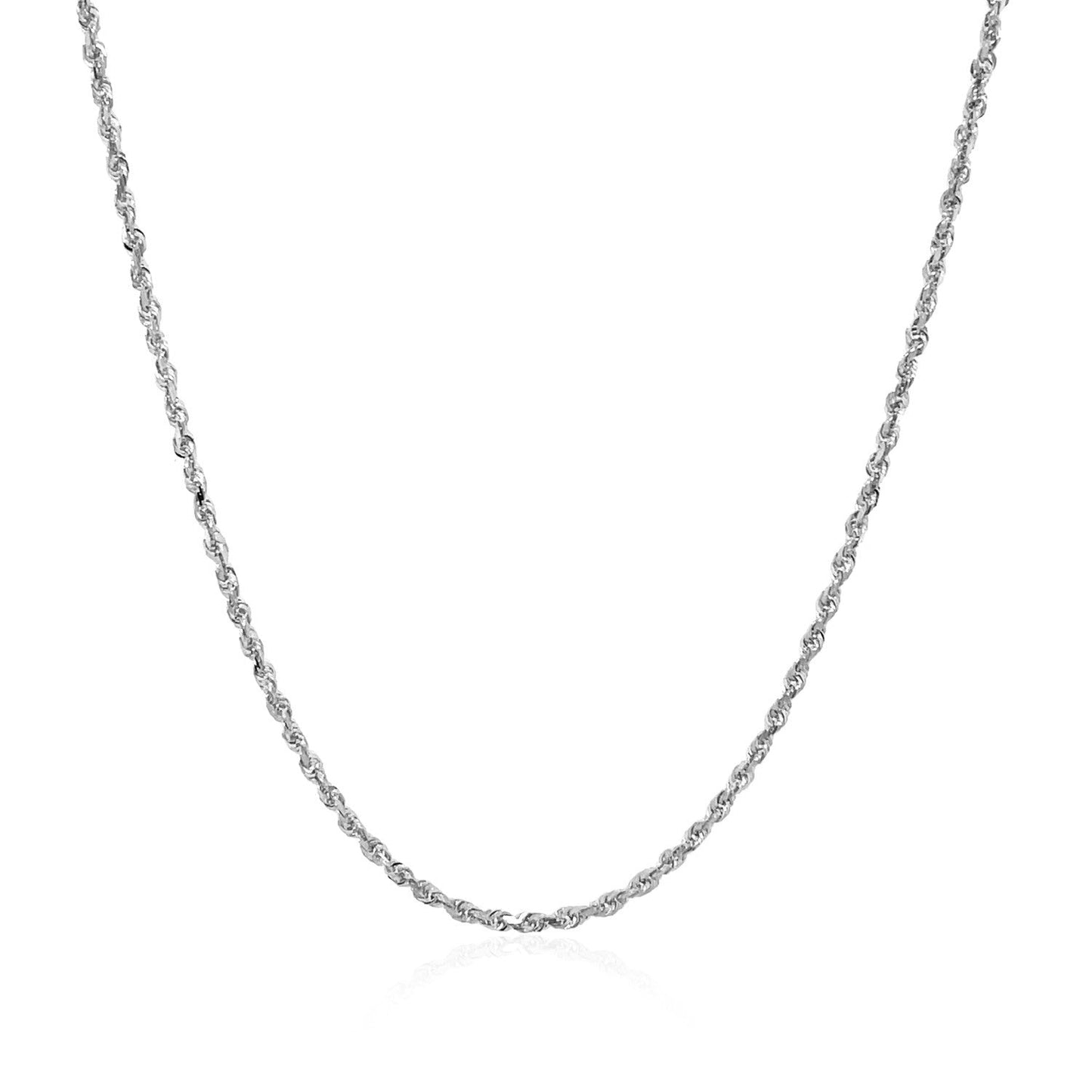 10k White Gold Solid Diamond Cut Rope Chain 1.4mm Bids.com