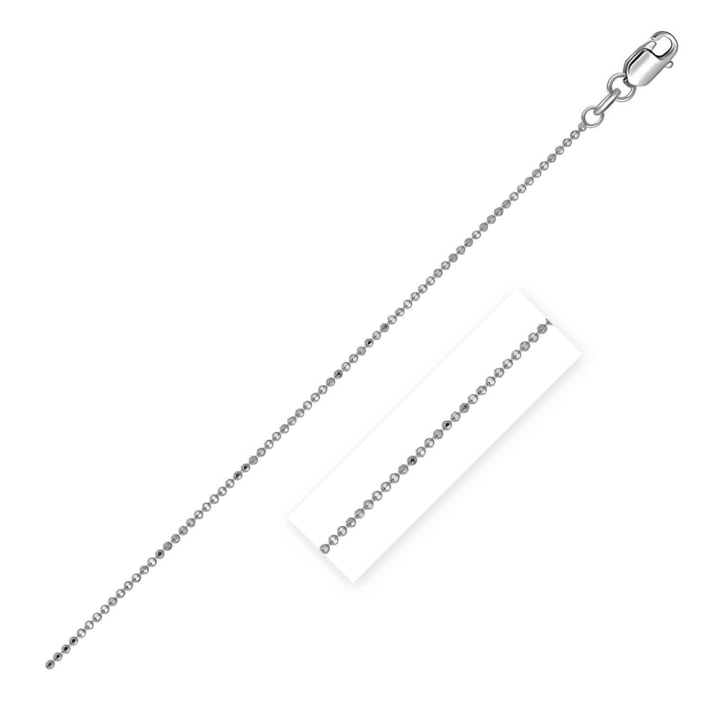 14k White Gold Diamond Cut Bead Chain 1.0mm Bids.com