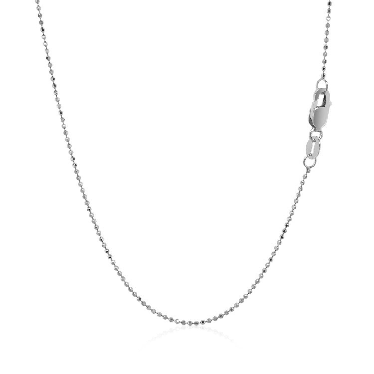 14k White Gold Diamond Cut Bead Chain 1.0mm Bids.com