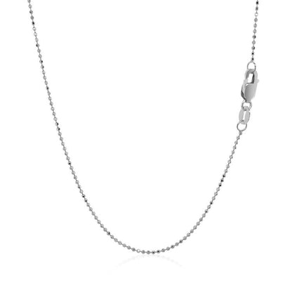 14k White Gold Diamond Cut Bead Chain 1.0mm Bids.com