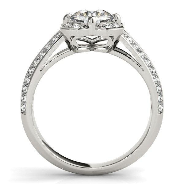 Round Diamond Floral Motif Engagement Ring in 14k White Gold (1 3/8 cttw) Bids.com
