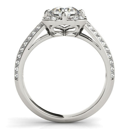 Round Diamond Floral Motif Engagement Ring in 14k White Gold (1 3/8 cttw) Bids.com