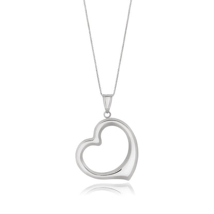 14k White Gold Floating Heart Drop Pendant Bids.com
