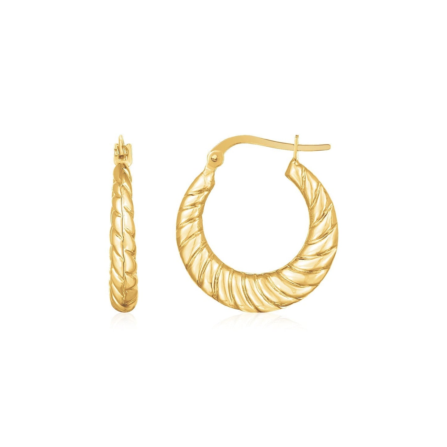 14K Yellow Gold Polished Twisted Cable Graduated Hoops Bids.com