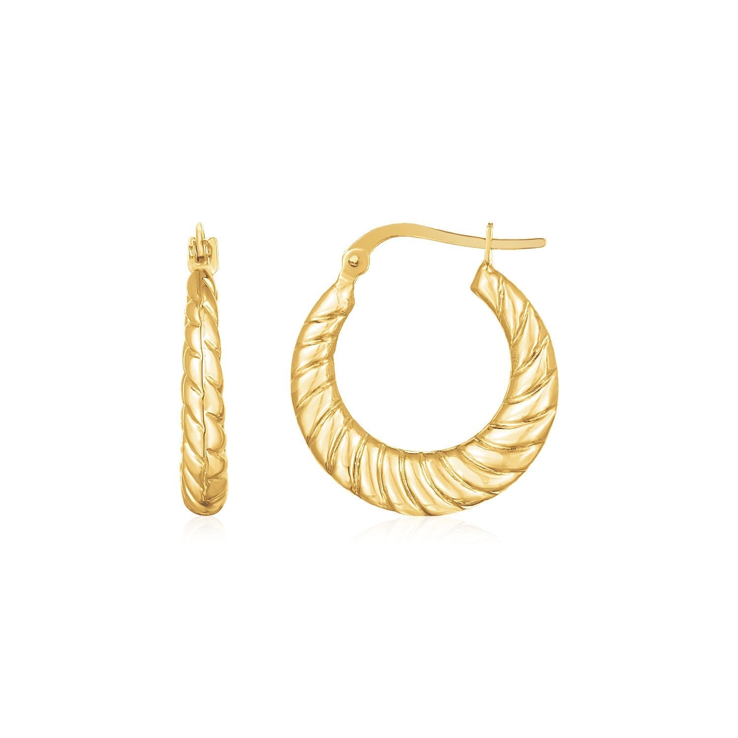 14K Yellow Gold Polished Twisted Cable Graduated Hoops Bids.com