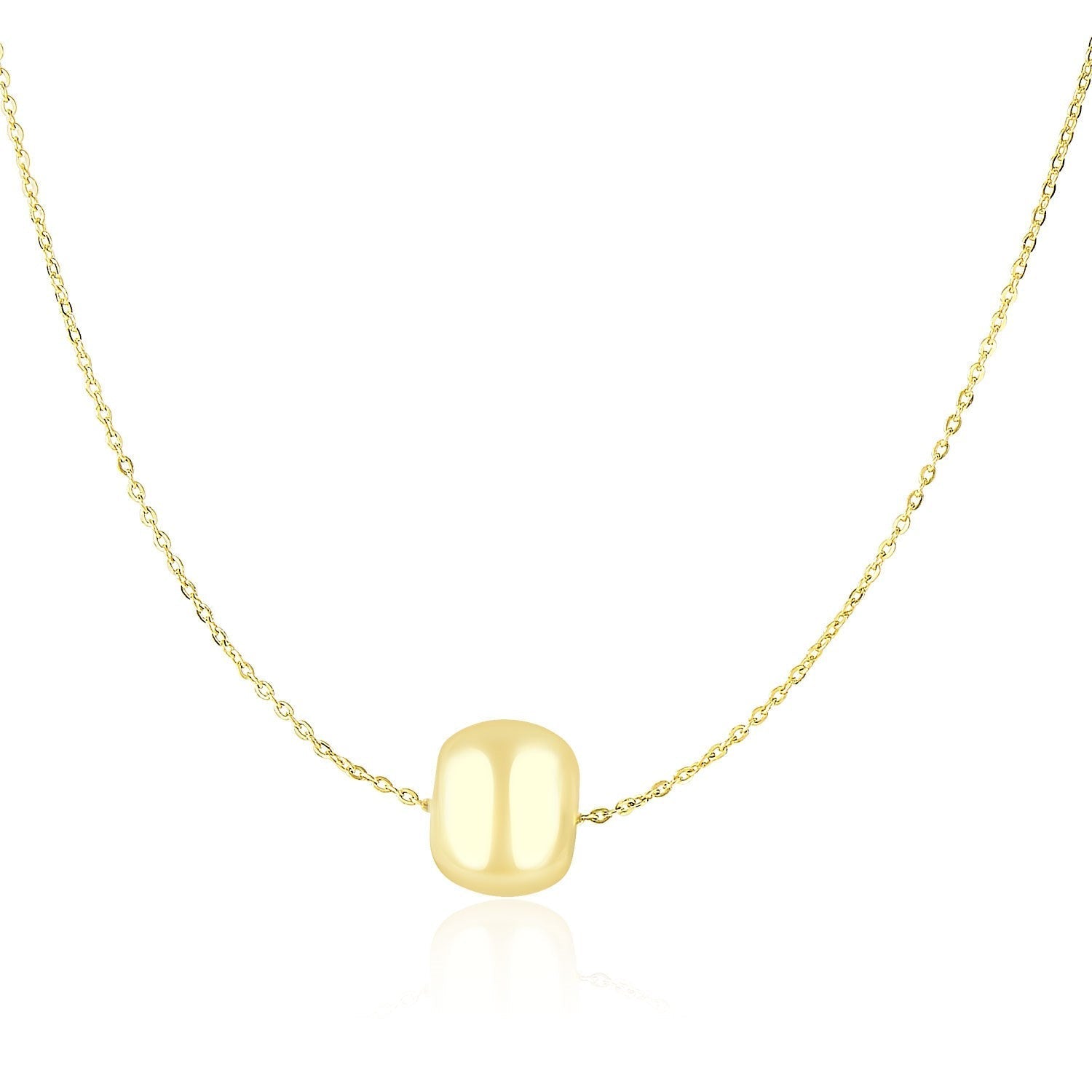 14k Yellow Gold Necklace with Shiny Barrel Bead Charm Bids.com