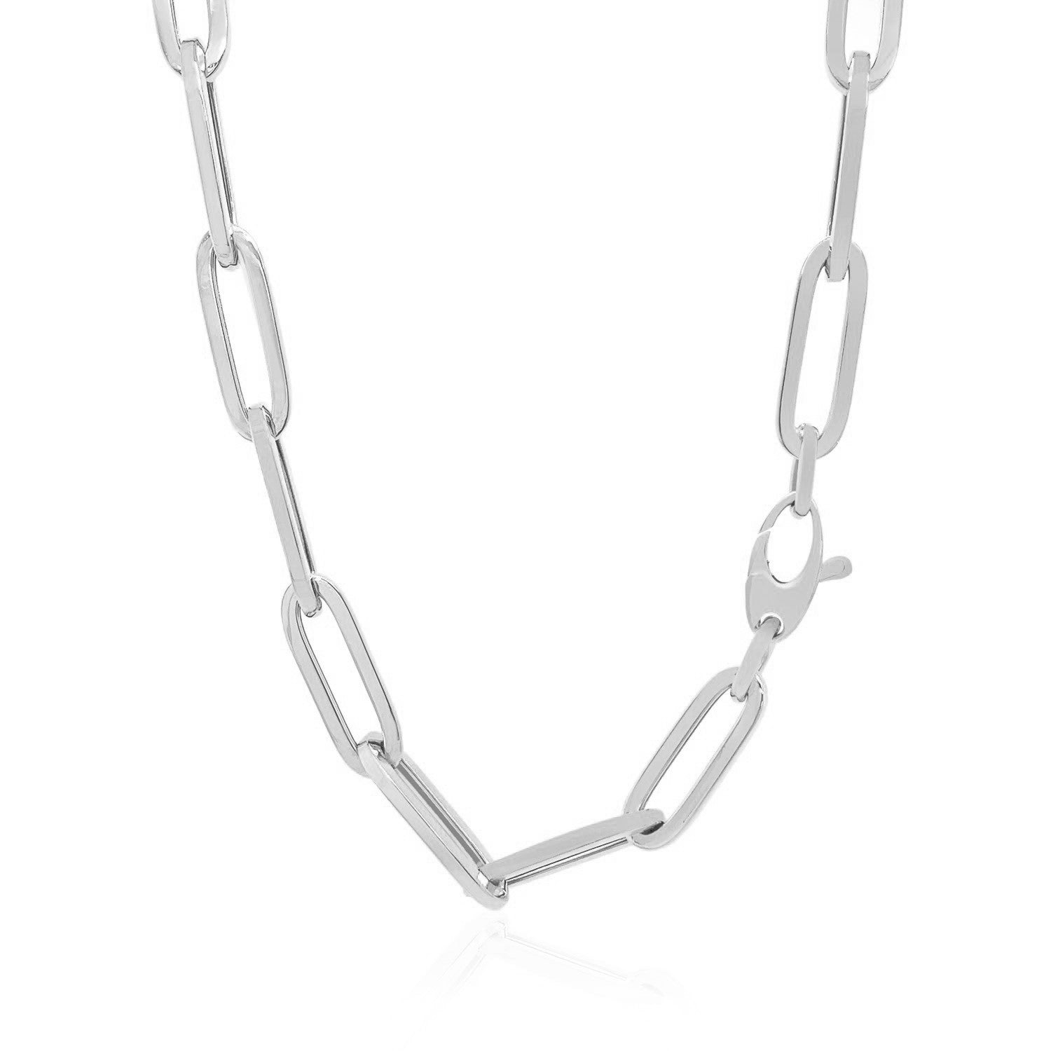 14K White Gold Wide Paperclip Chain (6.1mm) Bids.com