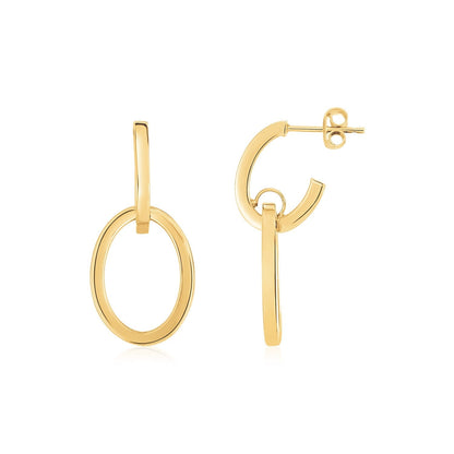 14K Yellow Gold Interlocking Drop Hoop Earrings Bids.com