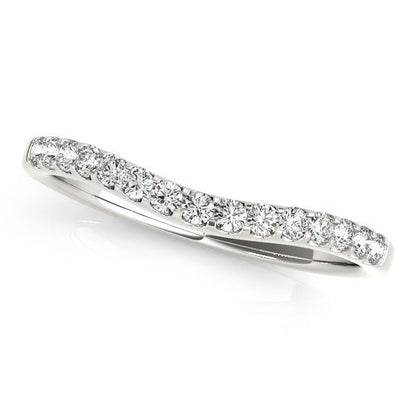 14k White Gold Round Pave Setting Curvy Diamond Wedding Band (1/4 cttw) Bids.com