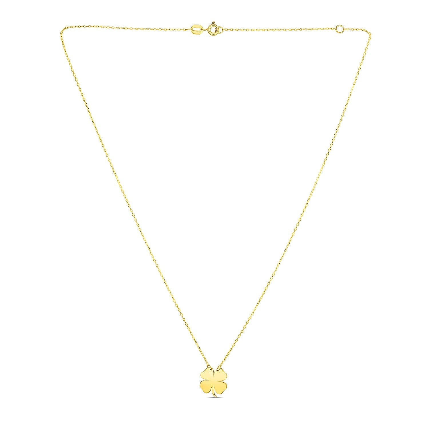 14K Yellow Gold Four Leaf Clover Necklace Bids.com