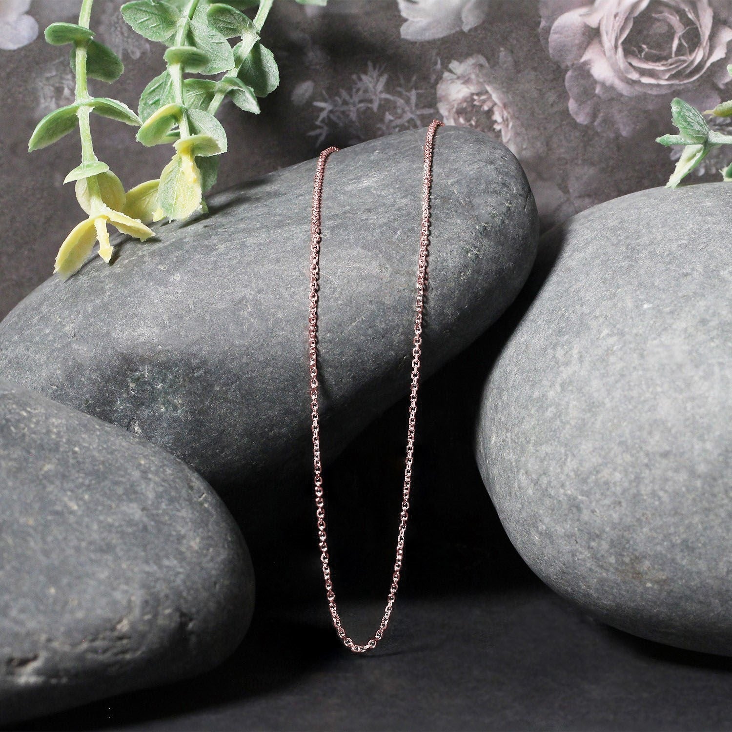 14k Rose Gold Diamond Cut Cable Link Chain 1.1mm Bids.com