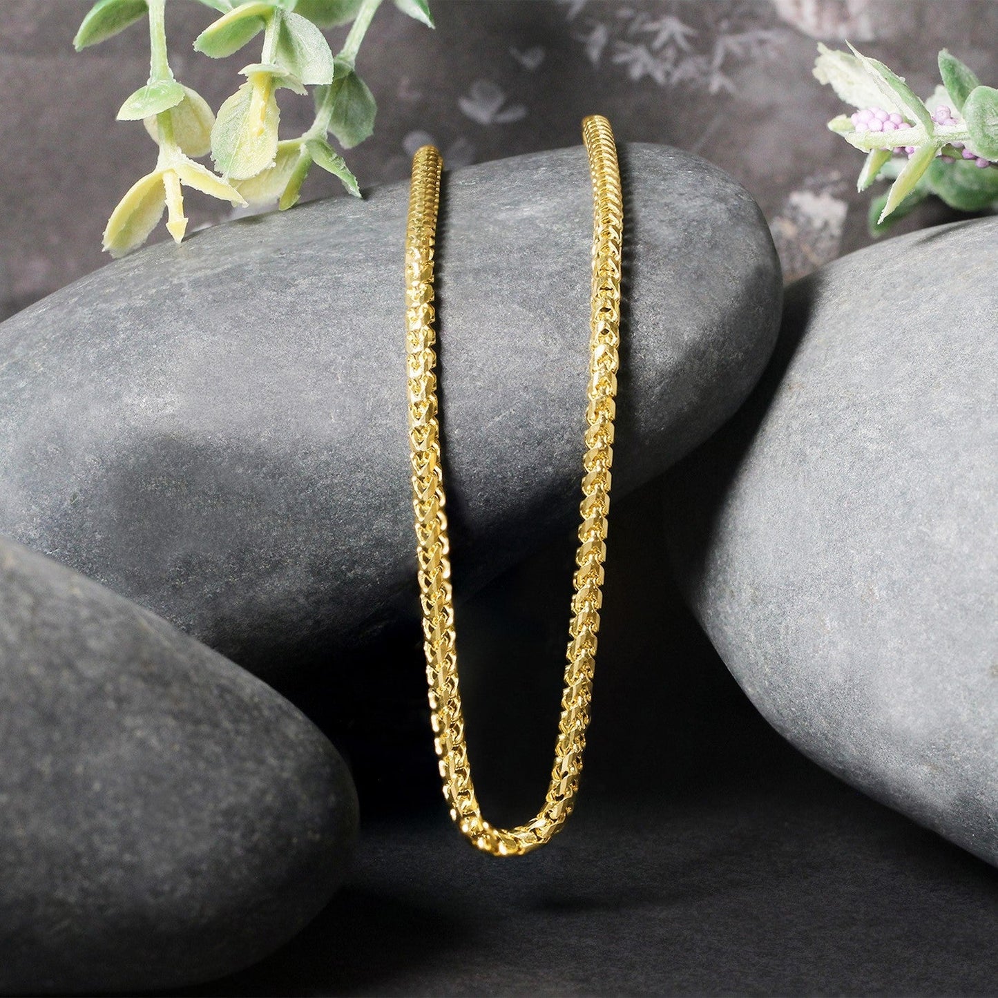 2.7mm 14k Yellow Solid Gold Diamond Cut Round Franco Chain Bids.com