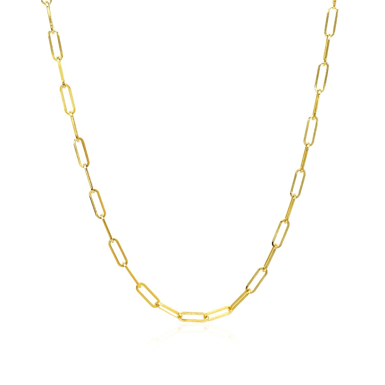 14K Yellow Gold Delicate Paperclip Chain (2.1mm) Bids.com