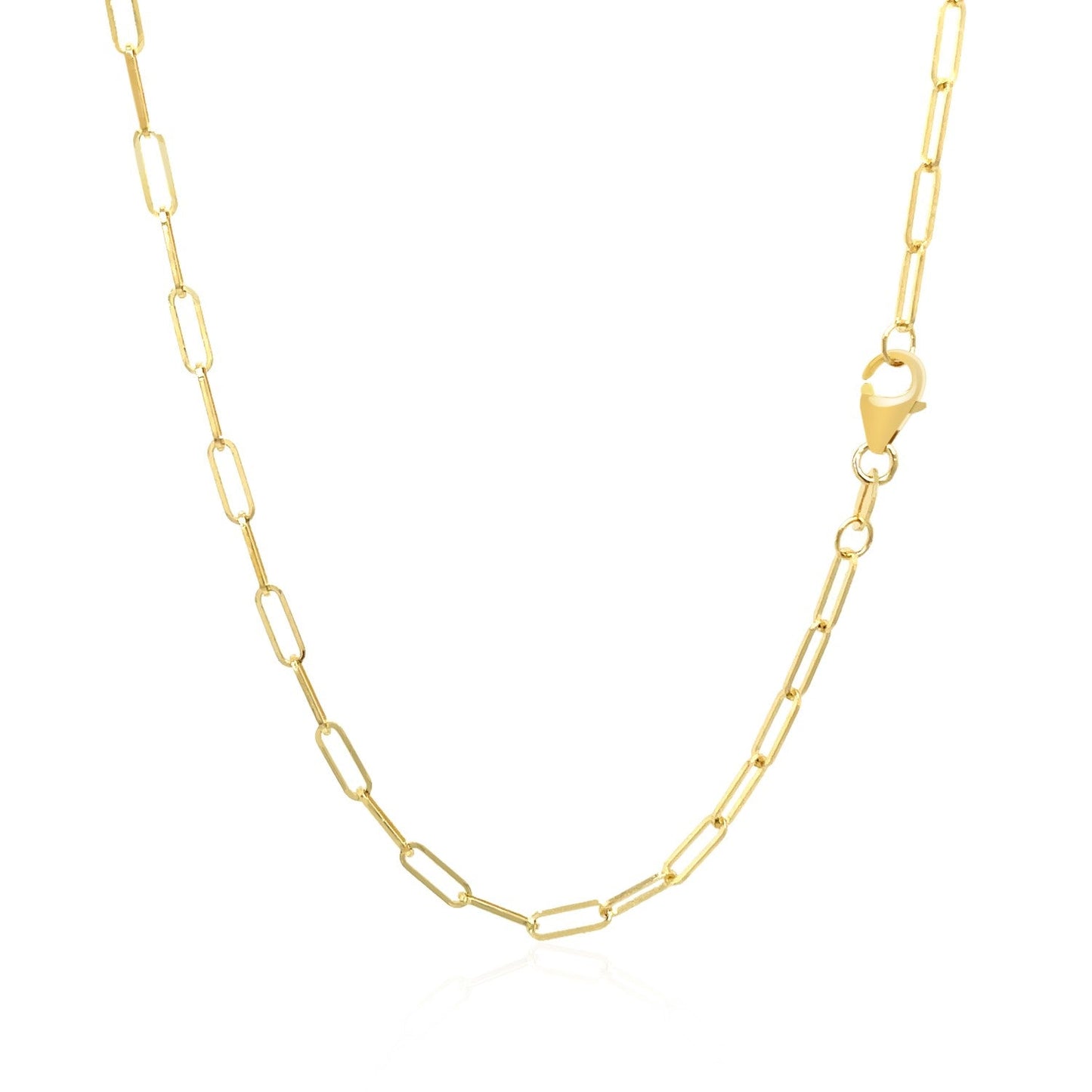 14K Yellow Gold Delicate Paperclip Chain (2.1mm) Bids.com