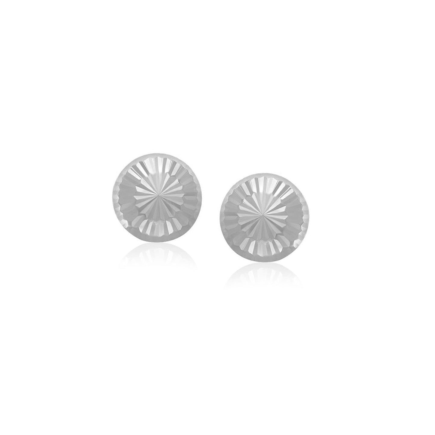 14k White Gold Textured Flat Style Stud Earrings Bids.com