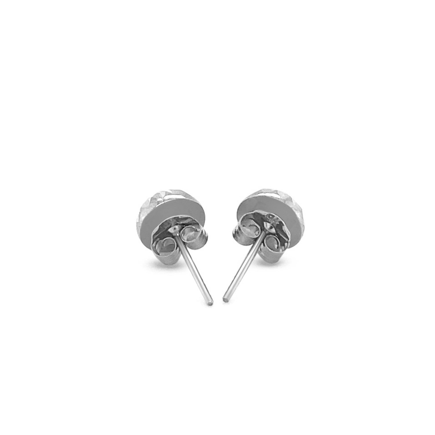 14k White Gold Textured Flat Style Stud Earrings Bids.com