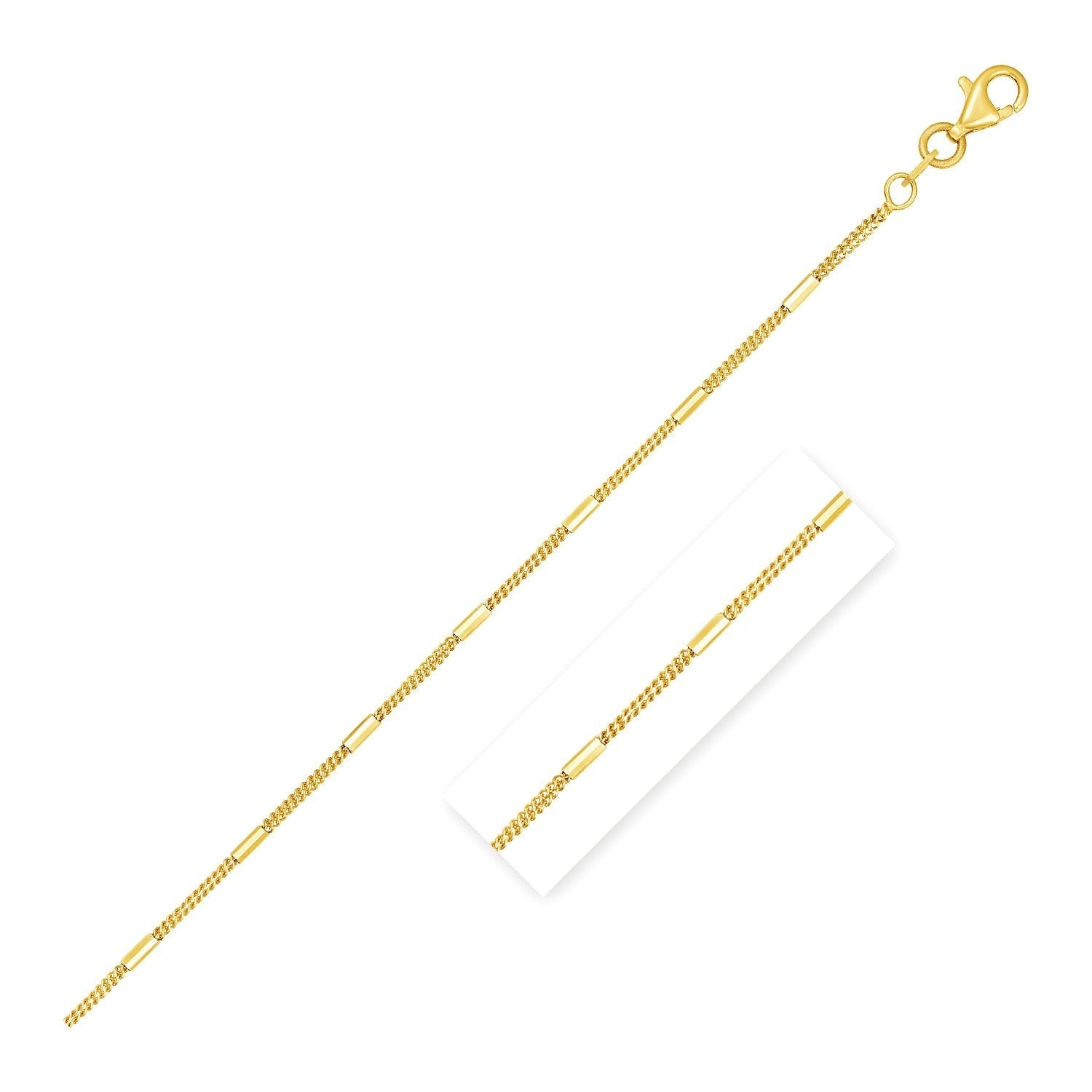 Diamond Cut Bar Links Pendant Chain in 14k Yellow Gold (1.3mm) Bids.com