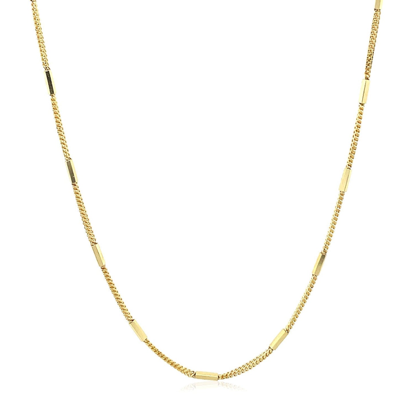 Diamond Cut Bar Links Pendant Chain in 14k Yellow Gold (1.3mm) Bids.com