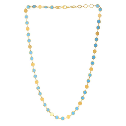 14k Yellow Gold Turquoise Geometric Mirror Gem Chain Necklace (5.00 mm) Bids.com