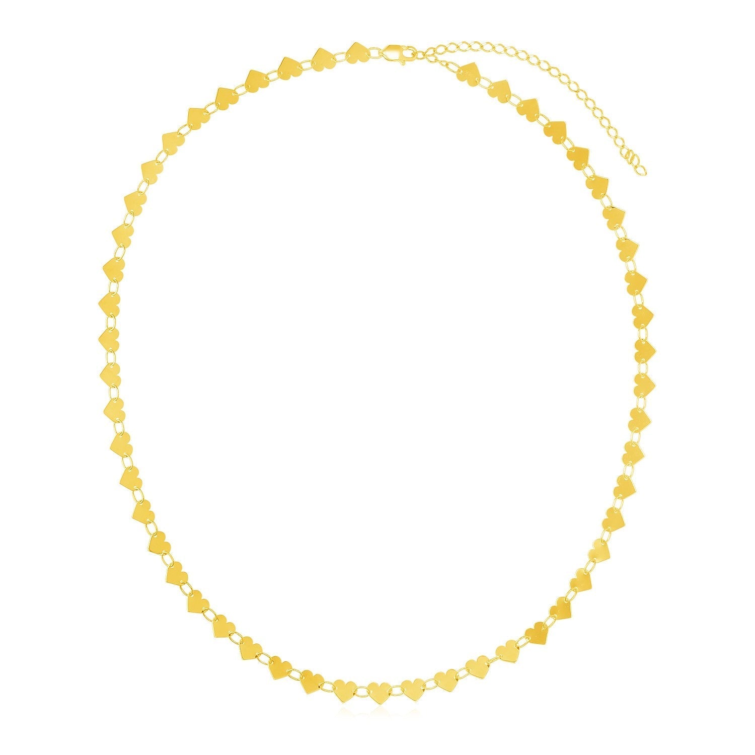 14k Yellow Gold Mirrored Heart Chain Necklace Bids.com