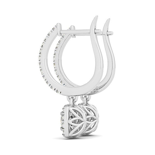 Cushion Shape Halo Style Diamond Drop Earrings in 14k White Gold (1/2 cttw) Bids.com
