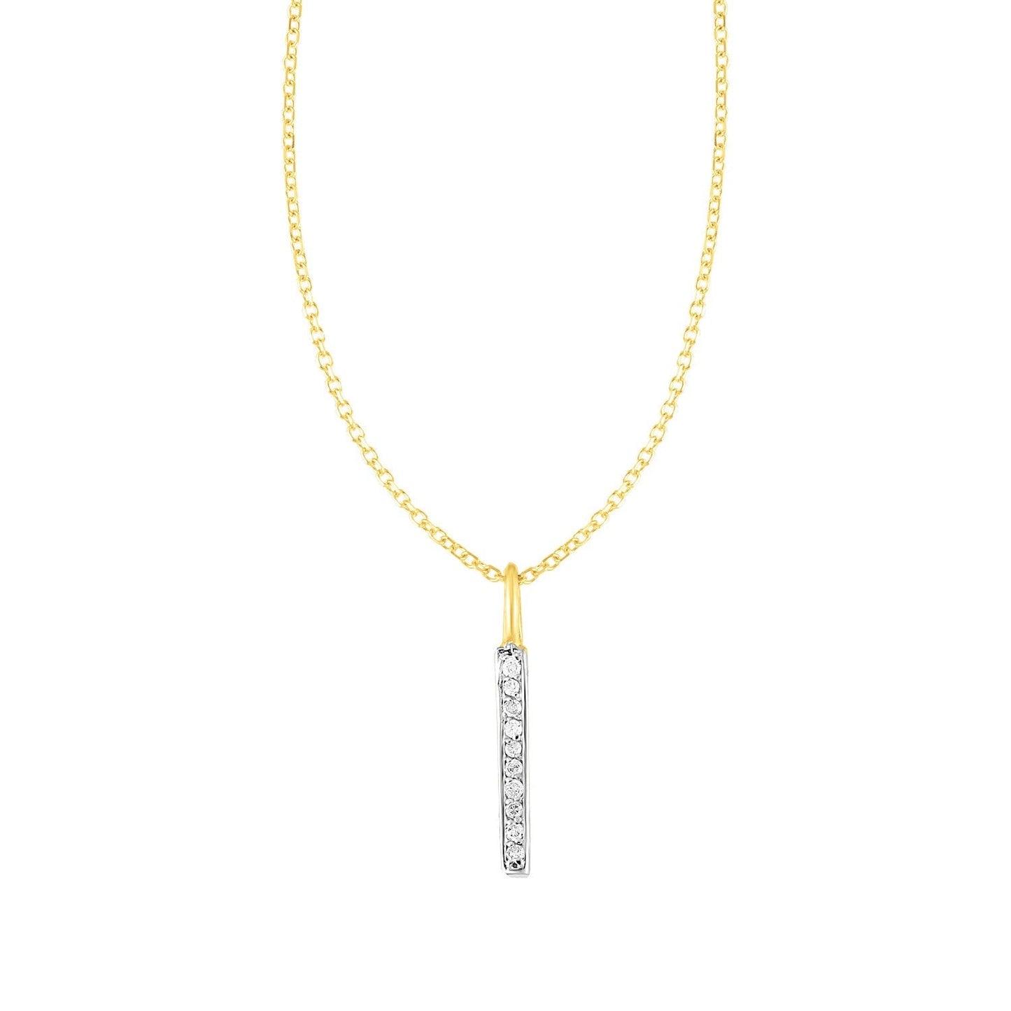 14k Yellow Gold Bar Pendant with Diamonds Bids.com