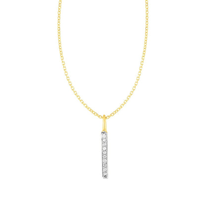 14k Yellow Gold Bar Pendant with Diamonds Bids.com
