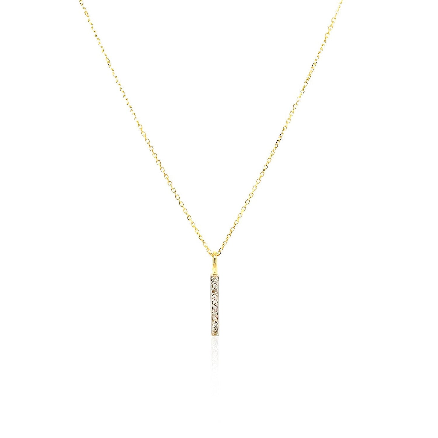 14k Yellow Gold Bar Pendant with Diamonds Bids.com